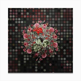 Vintage Scarlet Geranium Flower Wreath on Dot Bokeh Pattern n.0222 Canvas Print
