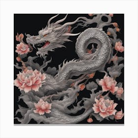 Dragon And Lotus 1 Canvas Print