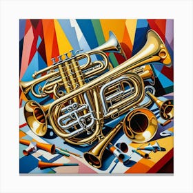 Trumpets Cubism Style Canvas Print