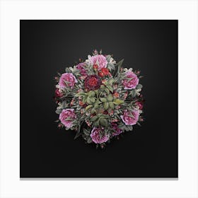 Vintage One Hundred Leaved Rose Flower Wreath on Wrought Iron Black n.0290 Canvas Print