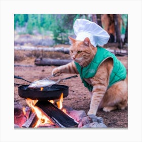 A Photo Of An Orange Cat Cooking A Fish Im7bqnq0tvelp7ovbpsn0g R8rrje36qhg3cun7gol3na Canvas Print