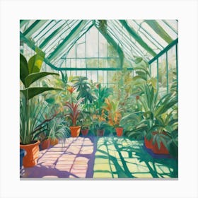 Botanical Greenhouse Series in Style of David Hockney 1 Canvas Print