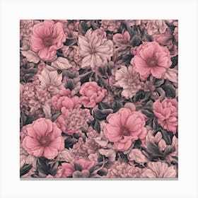 Pink Flowers Wallpaper Canvas Print