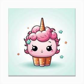 Cute Unicorn Cupcake Canvas Print