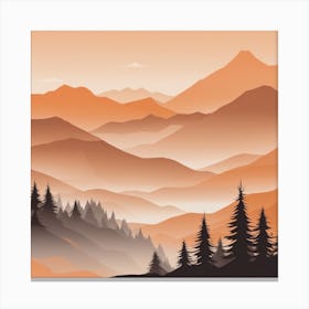 Misty mountains background in orange tone 117 Canvas Print