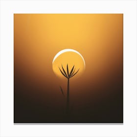 Silhouette Of A Plant At Sunset Canvas Print