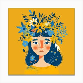 Girl With Flowers On Her Head 2 Canvas Print