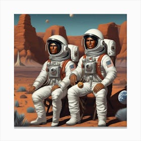 Two Astronauts On Mars Canvas Print