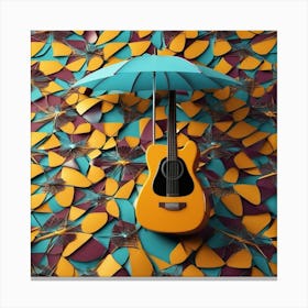 Abstract Guitar With Umbrella Canvas Print