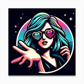 Retro Girl In Sunglasses 1 Canvas Print