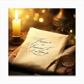 Calligraphic Thank You Note Elegant Looping Script Scribed On Aged Parchment Wax Seal Embossed (2) Canvas Print