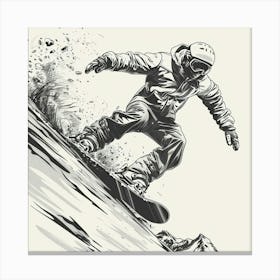 Snowboarder In Black And White 1 Canvas Print