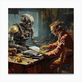 Robots And Men Canvas Print