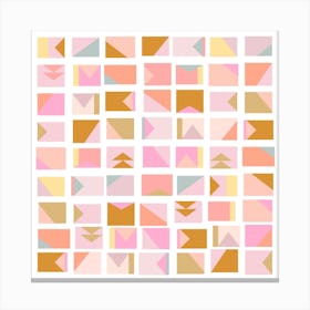 Mini Blocks In Pink Square Canvas Print