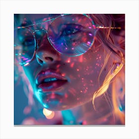Neon Girl With Glasses Canvas Print