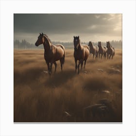 Horses In A Field 26 Canvas Print