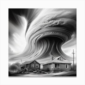 Tornado Over A House Monochromatic Canvas Print