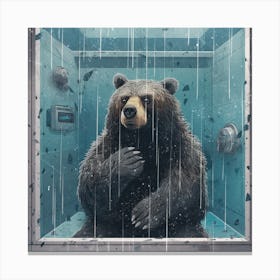 Bear In The Shower Canvas Print