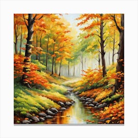 Forest In Autumn In Minimalist Style Square Composition 313 Canvas Print