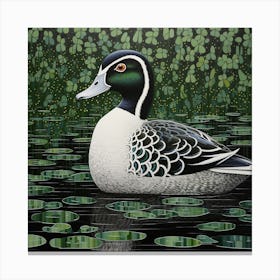 Ohara Koson Inspired Bird Painting Wood Duck 3 Square Canvas Print