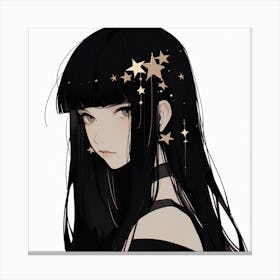 Anime Girl With Stars 2 Canvas Print