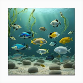 Default A Vibrant Underwater Scene At The Ocean Floor Illumina 3 Canvas Print