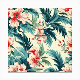 Hibiscus Seamless Pattern, Ruffled Hem And Floral Liberty Print Palm Print Viscose Canvas Print