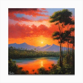 Sunset In The Jungle Canvas Print