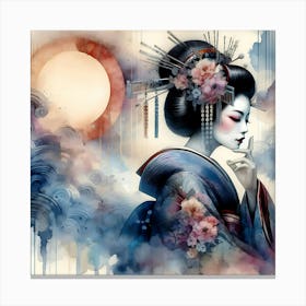 Japan Traditional Geisha Illustration By Ad 49 Canvas Print