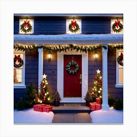 Christmas Front Porch 2 Canvas Print