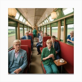 Vintage Train Journey Series: David Hockney Style 6 Canvas Print