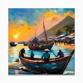 Asian Fishing Boats Canvas Print