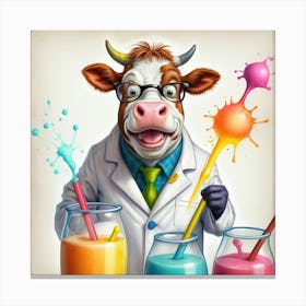 Cow In Lab Coat 1 Canvas Print