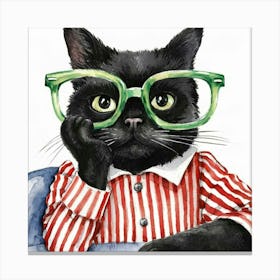 Cat In Glasses Canvas Print