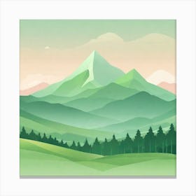 Misty mountains background in green tone 124 Canvas Print