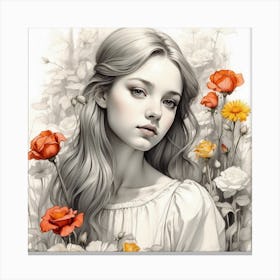 Girl With Flowers 1 Canvas Print