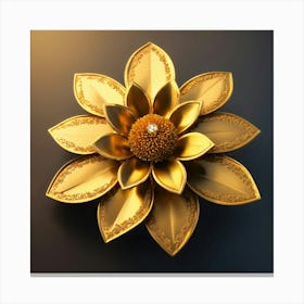 Golden Lotus Flower Wall Decoration Canvas Print