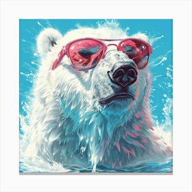 Polar Bear In Sunglasses 5 Canvas Print