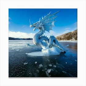 Firefly Majestic Ice Dragon Above Frozen Lake 19519 (2) Canvas Print