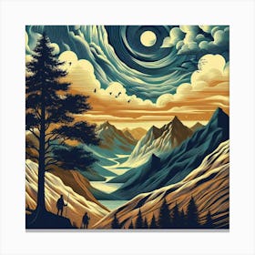 Moonlight In The Mountains Canvas Print