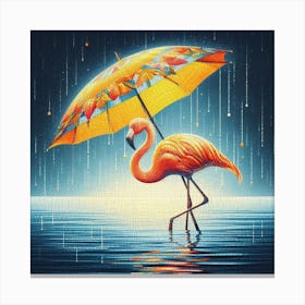 Flamingo In The Rain Canvas Print