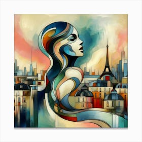 Abstract Art French woman in Paris 3 Canvas Print