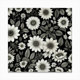 Black And White Sunflowers Canvas Print