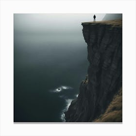 Person Standing On Cliff Canvas Print