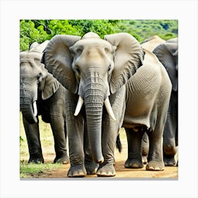 Herd Of Elephants Canvas Print