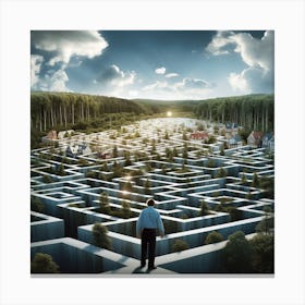 Man Standing In A Maze Canvas Print