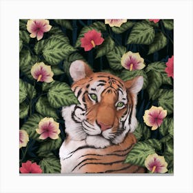 Serene Tiger Square Canvas Print