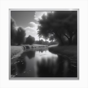 River In Black And White 1 Canvas Print