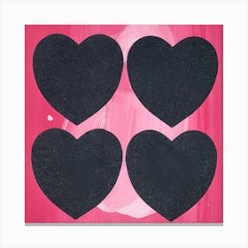 Four Black Hearts Canvas Print