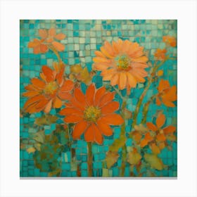 Mosaic Tiled Flowers Canvas Print